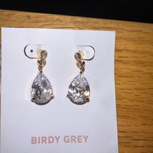Birdy Grey Gold and Silver Teardrop Earrings